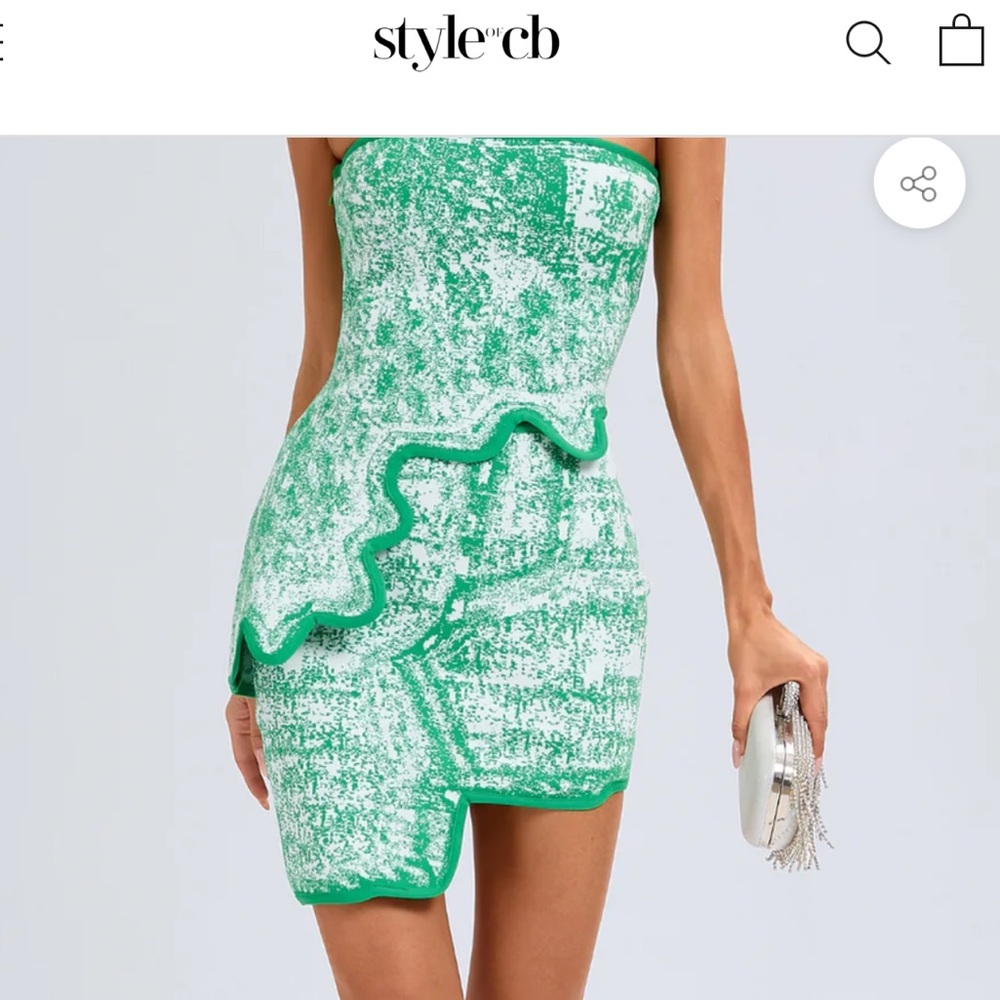 House of CB Green Mini Skirt and Tube Top set